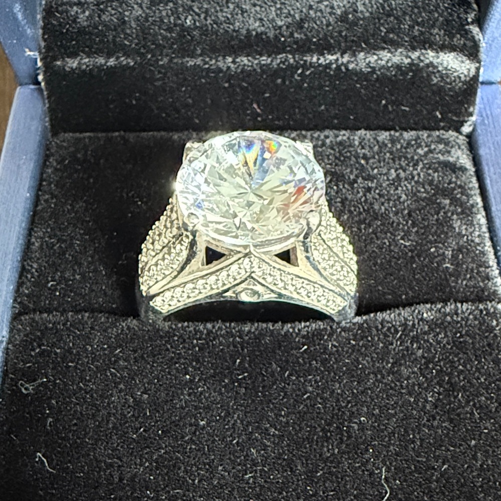 Charles Winston Elegant Sterling Silver CZ Women's Ring